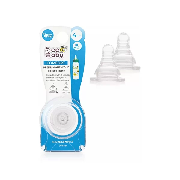 BeeBaby Comfort Anti-Colic Silicone Nipple with Carrying Case Medium Flow Pack of 2 BeeBaby Comfort Anti-Colic Silicone Nipple with Carrying Case Medium Flow Pack of 2