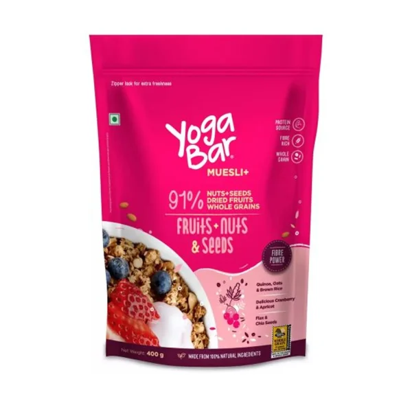YogaBar Fruits, Nuts + Seeds Whole grain Muesli YogaBar Fruits, Nuts + Seeds Whole grain Muesli 400gm