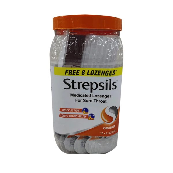Strepsils Lozenges Orange - 128 Pcs Jar Pack Strepsils Lozenges Orange - 128 Pcs Jar Pack