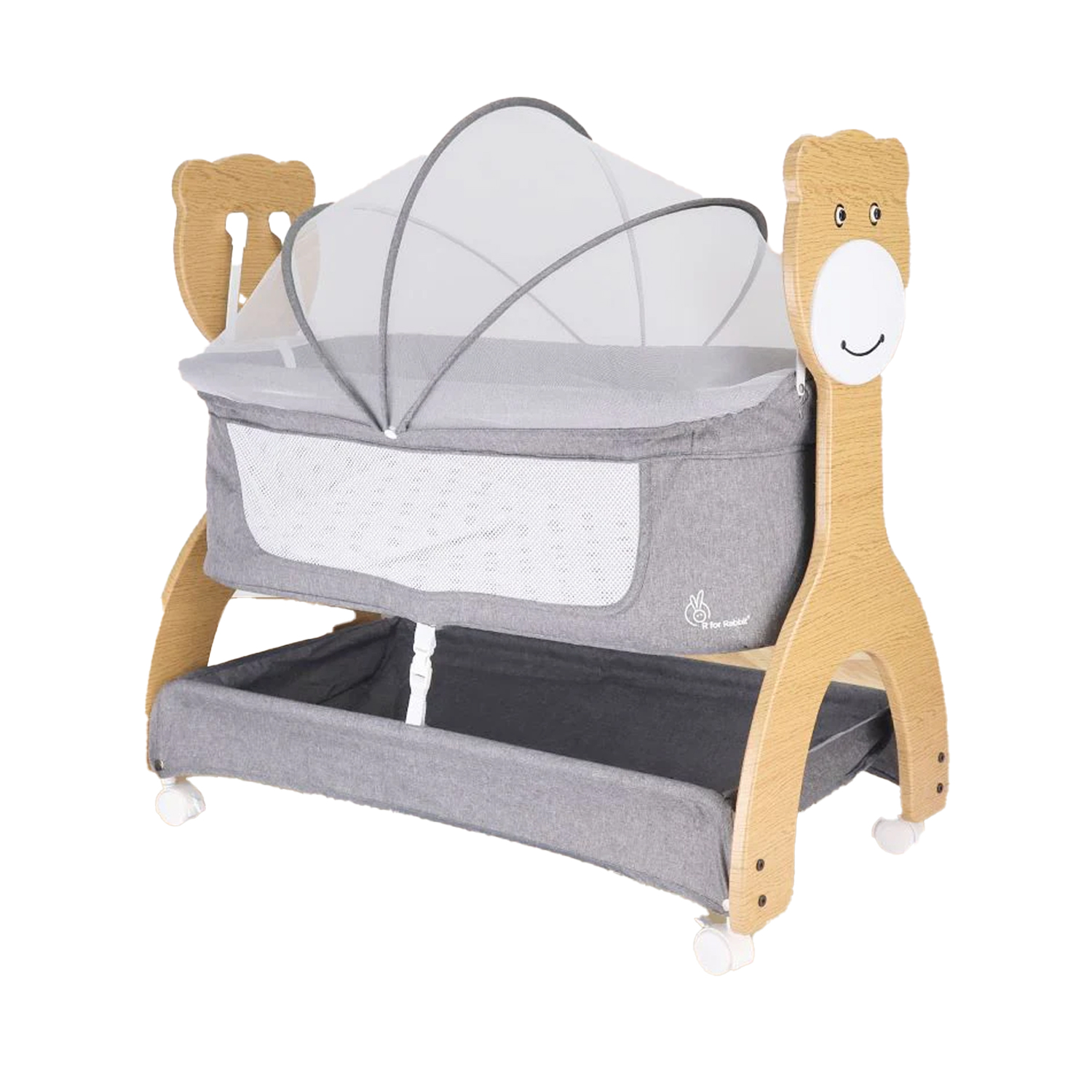 R for Rabbit Lullabies Woodsy Manual Baby Cradle (Dark Grey)
