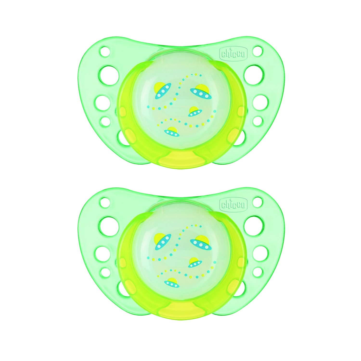 Chicco Soother Physio Air Lumi Silicone: 0-6M (Pack of 2)