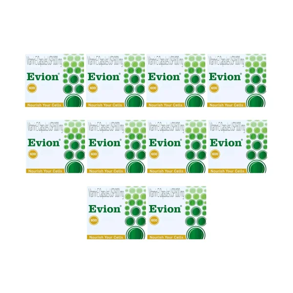 Evion Vitamin E Capsules 600 mg - 10 Capsules (Pack of 10) Evion Vitamin E Capsules 600 mg - 10 Capsules (Pack of 10)