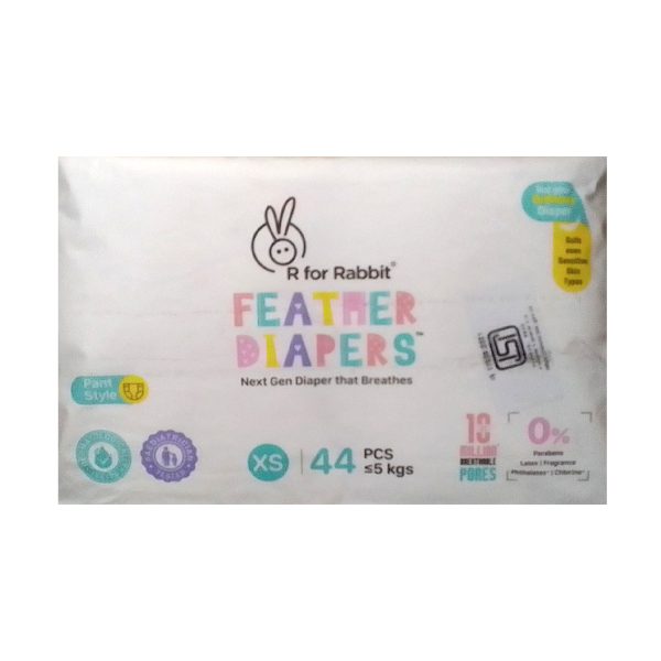 R for Rabbit Feather Pant Style Diapers (Fits Baby from 0 to 5 Kg Weight) XS – 44 Pieces R for Rabbit Feather Pant Style Diapers (Fits Baby from 0 to 5 Kg Weight) XS – 44 Pieces
