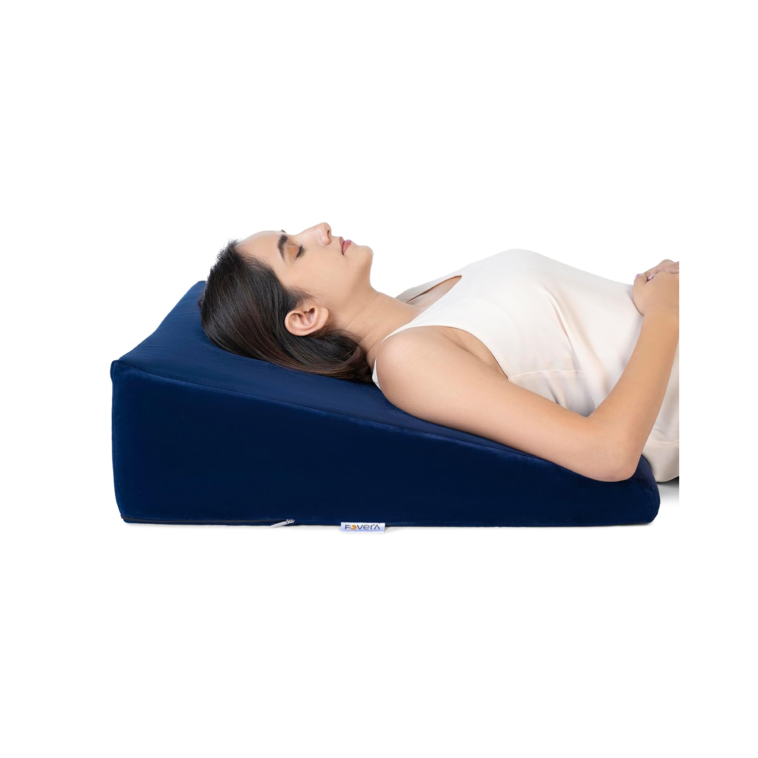 Fovera Adjustable Acid Reflux Bed Wedge Orthopedic Support (Velvet Navy Blue) - Large 7 Inches