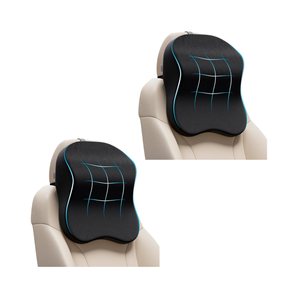 Fovera Car Headrest Support Pack of 2 (Velvet Black) - Small