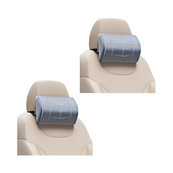 Fovera Car Headrest Support Pack of 2 (Velvet Grey) – Medium