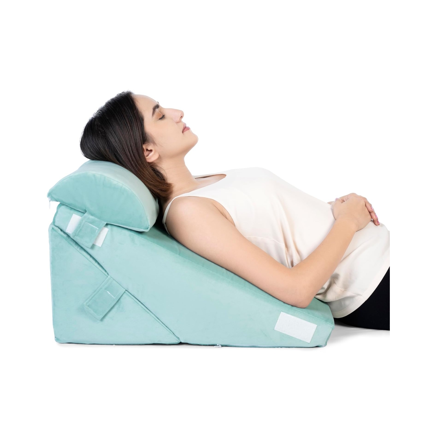 Fovera Acid Reflux Positioner with Head Support (Velvet Aqua Green)
