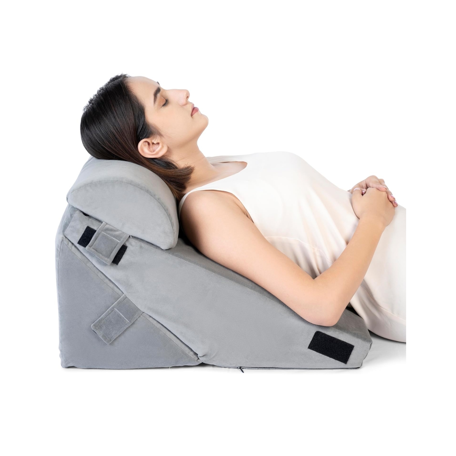 Fovera Acid Reflux Positioner with Head Support (Velvet Grey)