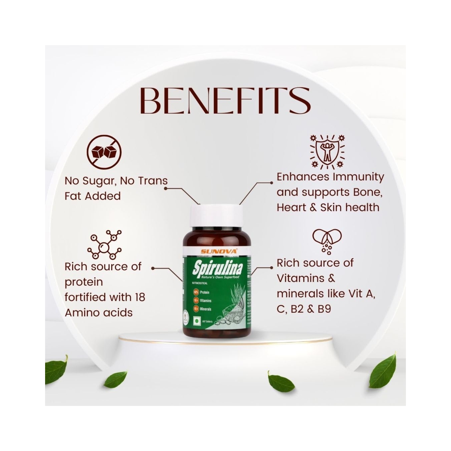 SUNOVA Organic Spirulina, Multicolour, 60 Count, Pack Of 2 – Capsule (4)