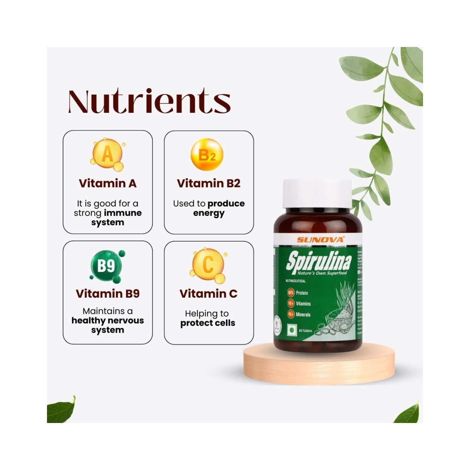 SUNOVA Organic Spirulina, Multicolour, 60 Count, Pack Of 2 – Capsule (5)