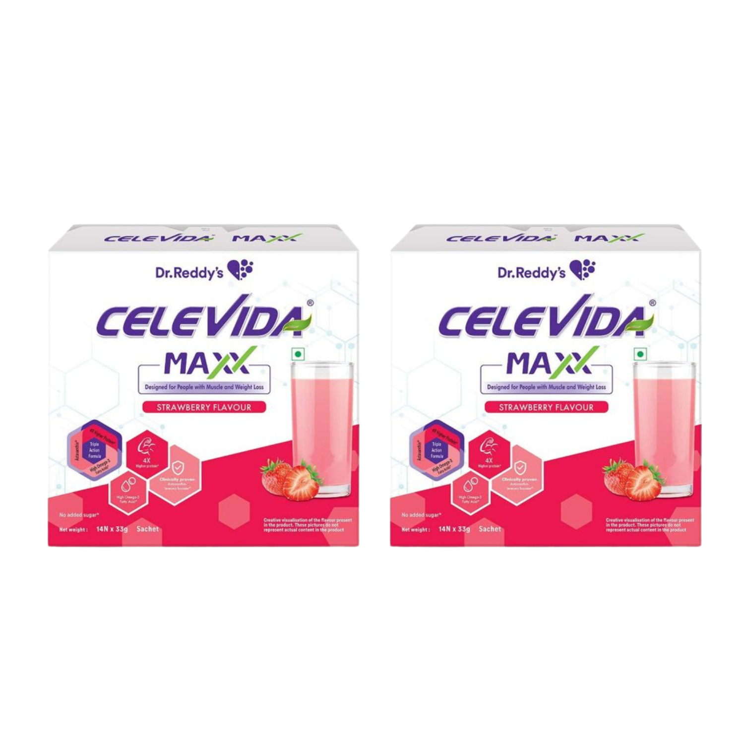 Celevida Maxx High Protein and Immunity Supplement for Muscle Health Strawberry Flavour