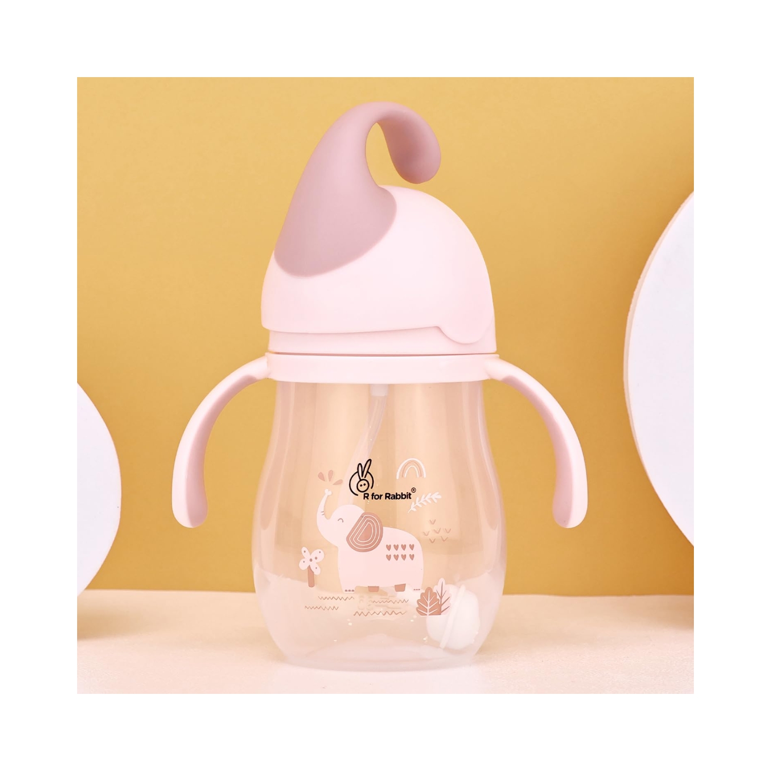 R for Rabbit Trunky Baby Straw Sipper (Peach Pink)