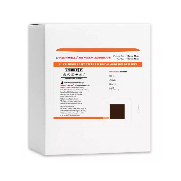 D Fibroheal AG Foam Adhesive Dressing (15x15cm) D Fibroheal AG Foam Adhesive Dressing (15x15cm)