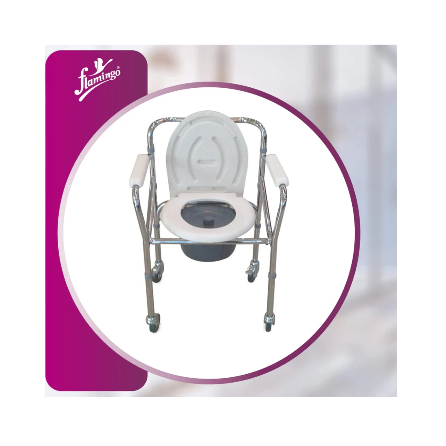 Flamingo Classic Commode Chair with Wheels Universal OC2303 (2)