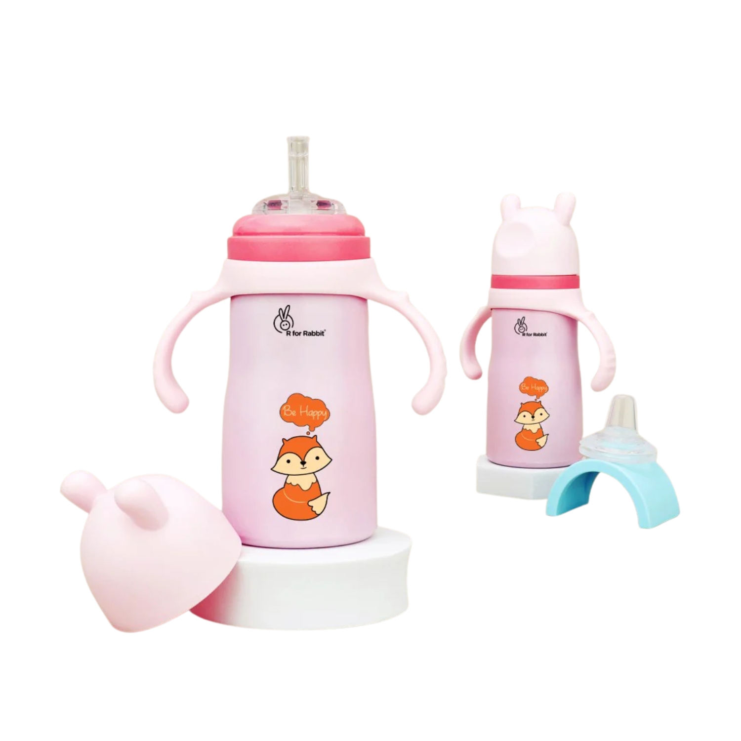 R for Rabbit Steebo Tiny Tales 2 in 1 Stainless Steel Spout Sipper (Pink)