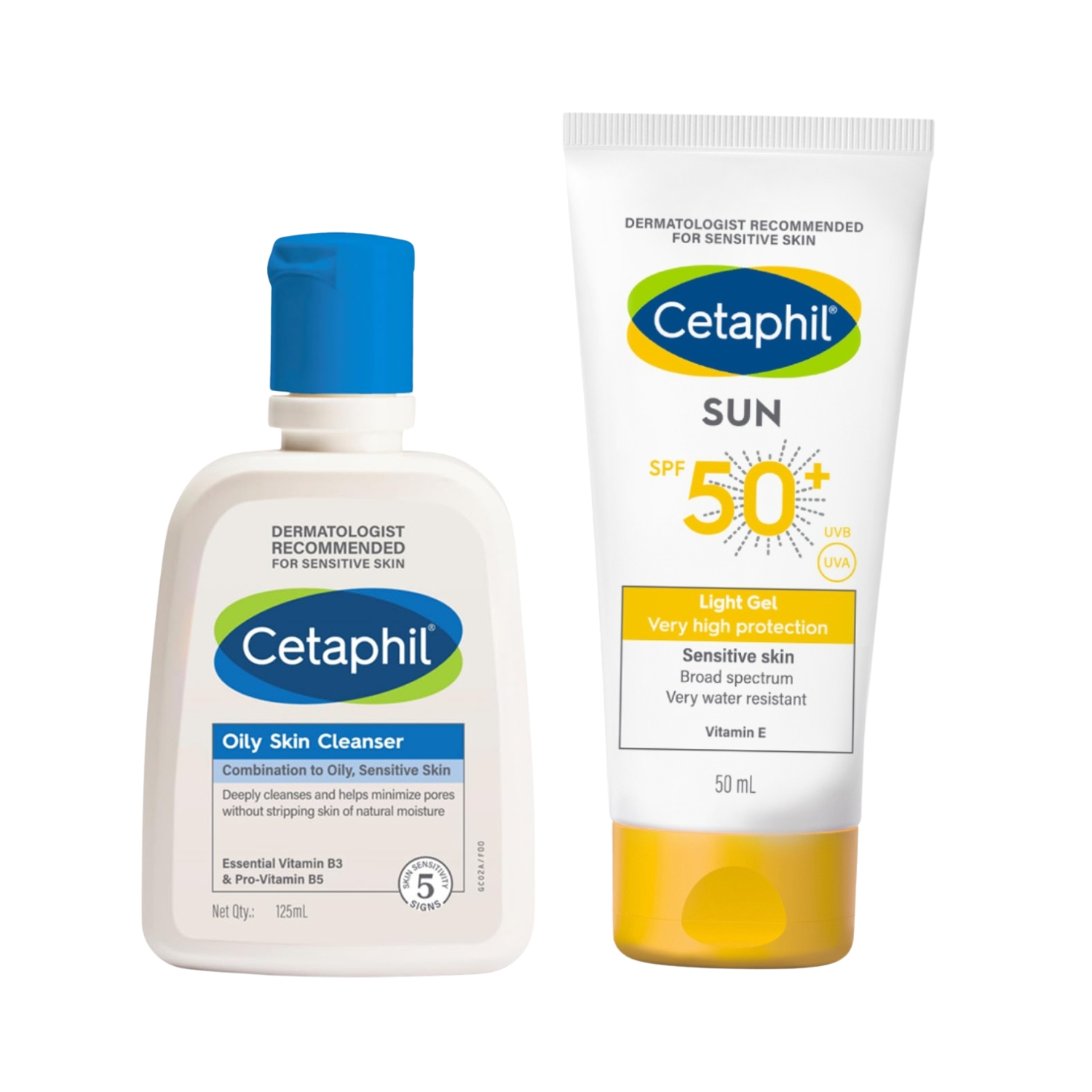 Cetaphil Sun SPF 50 Light Gel Very High Protection for Sensitive Skin (50ml) + Cetaphil Oily Skin Cleanser – 125ml