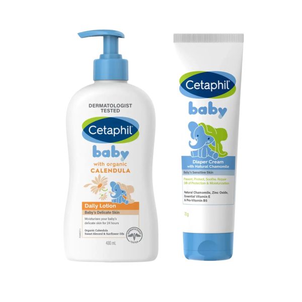 Cetaphil Baby Diaper Cream with Natural Chamomile 70 G + Cetaphil Baby Daily Moisturizing Lotion with Organic Calendula 400ml