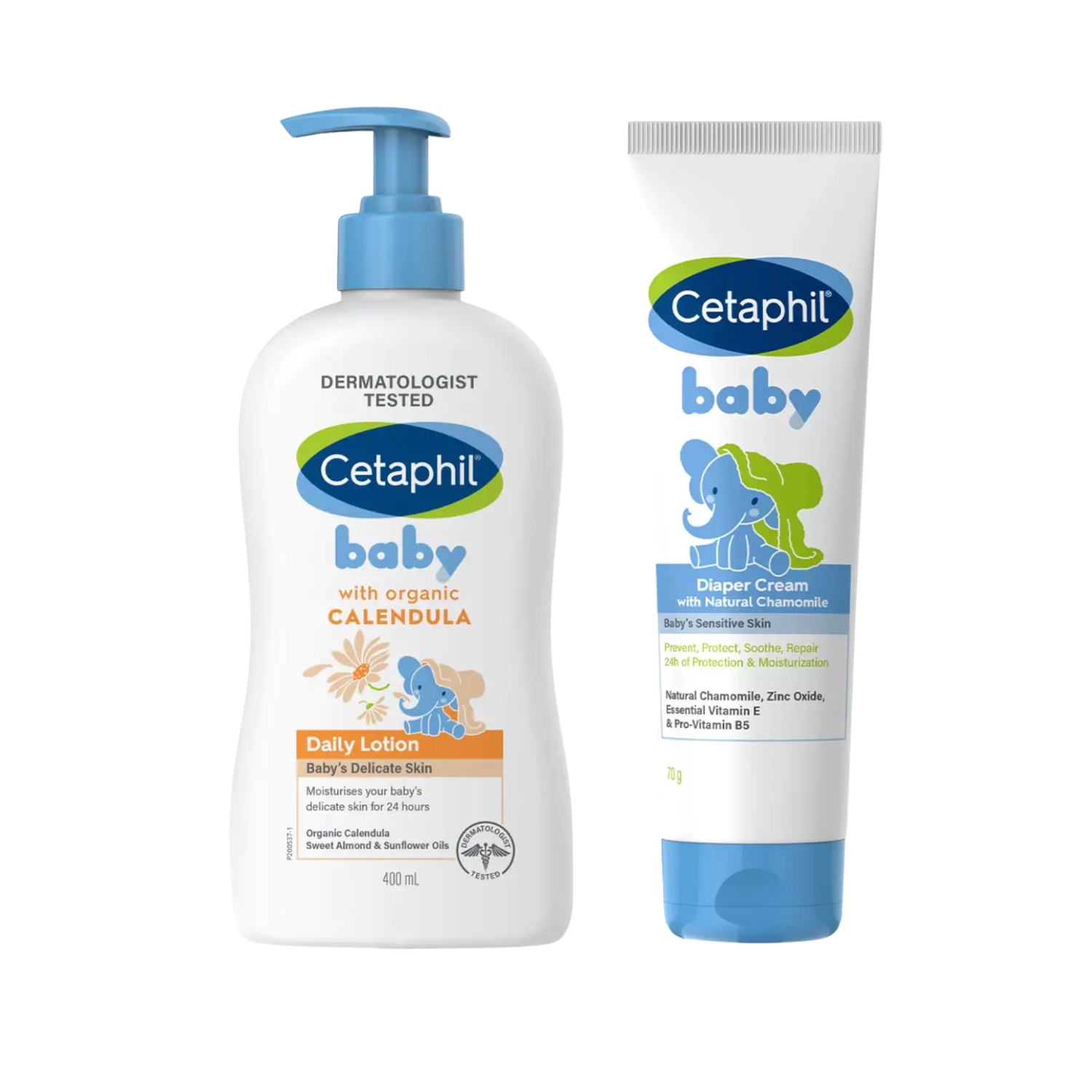 Cetaphil Baby Diaper Cream with Natural Chamomile 70 G + Cetaphil Baby Daily Moisturizing Lotion with Organic Calendula 400ml