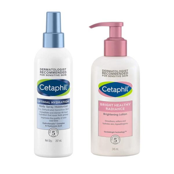 Cetaphil Bright Healthy Radiance Brightness Lotion 245ml + Cetaphil Optimal Hydration Body Spray Moisturizer – 207 ml