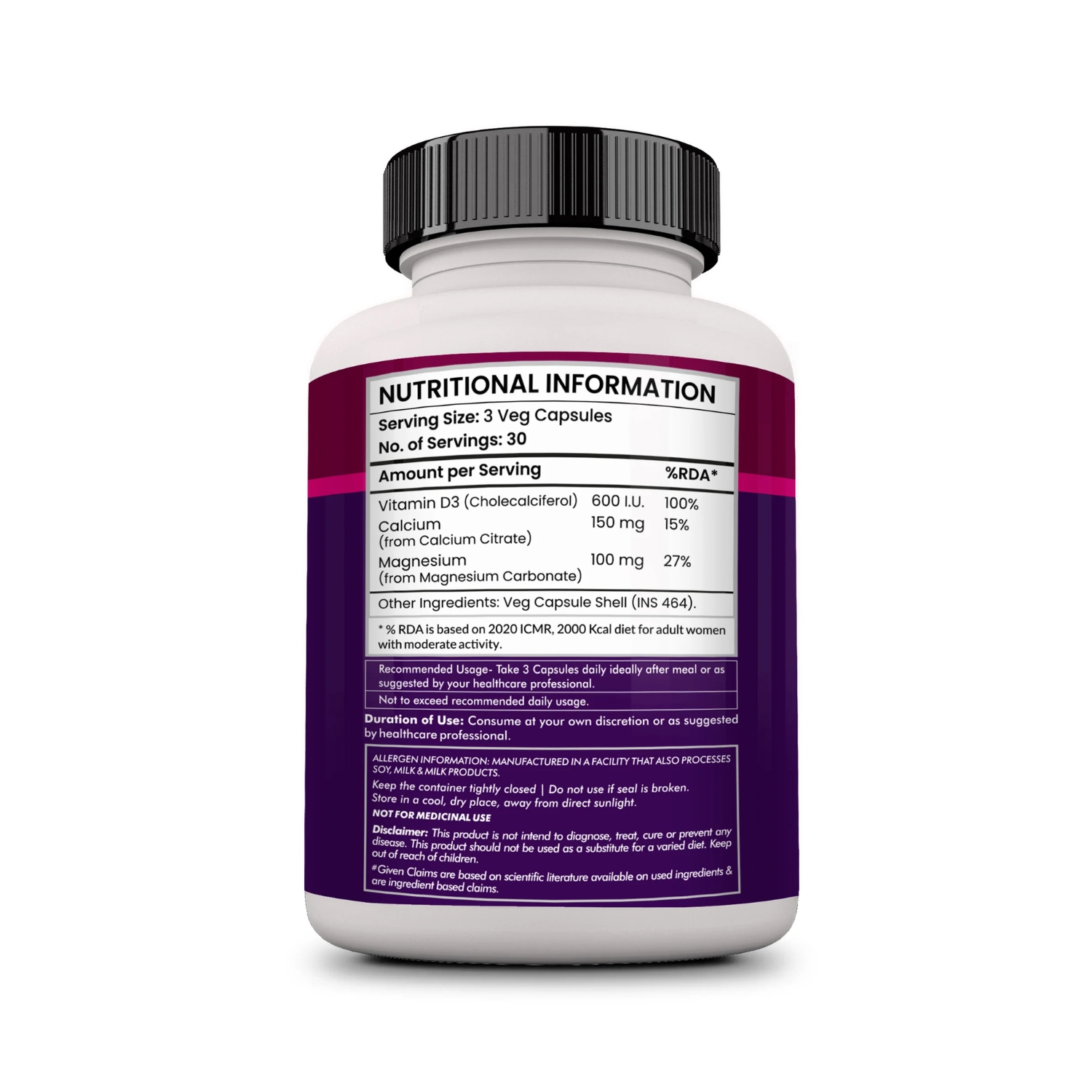 Calcium Magnesium & Vitamin D – 90 Veg caps (3)