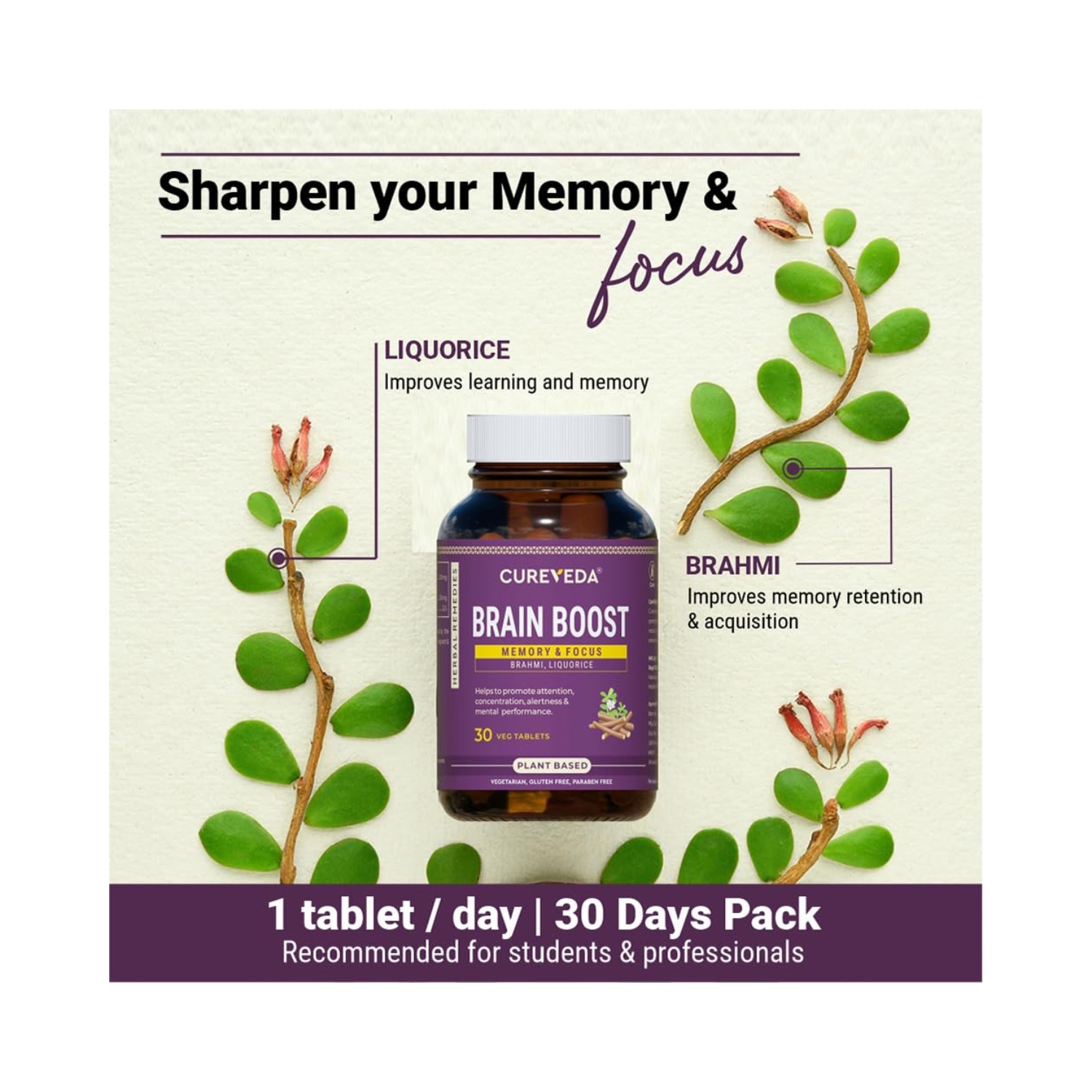 Cureveda Herbal Brain Boost Tablet (4)