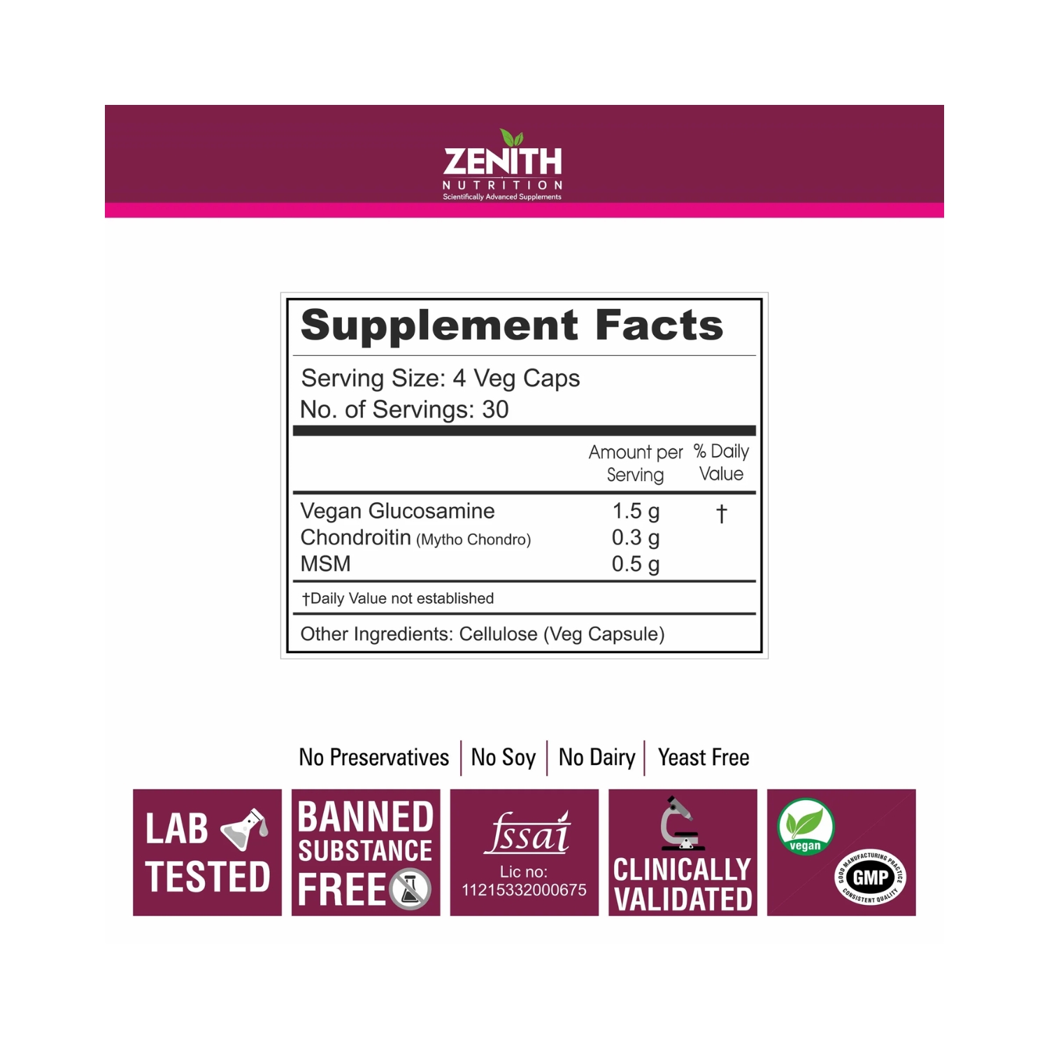 Joint Expert Glucosamine Chondroitin with MSM – 120 Veg Caps (5)