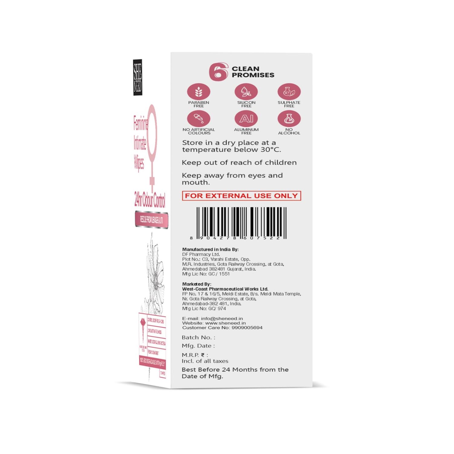 SheNeed Feminine Intimate 24hr Odour control wipes (3)