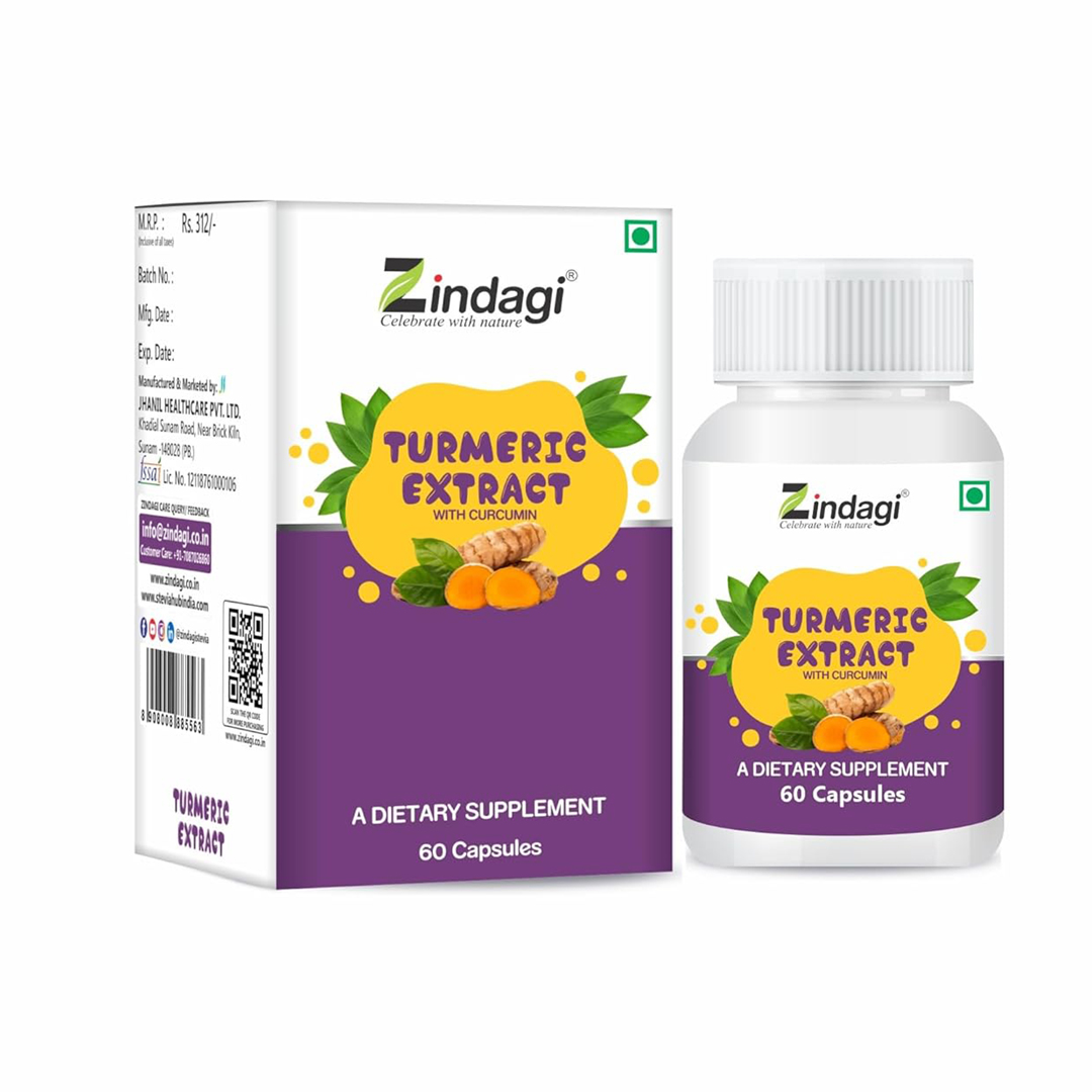 Zindagi Turmeric Extract with Curcumin Capsules (60 Capsules)