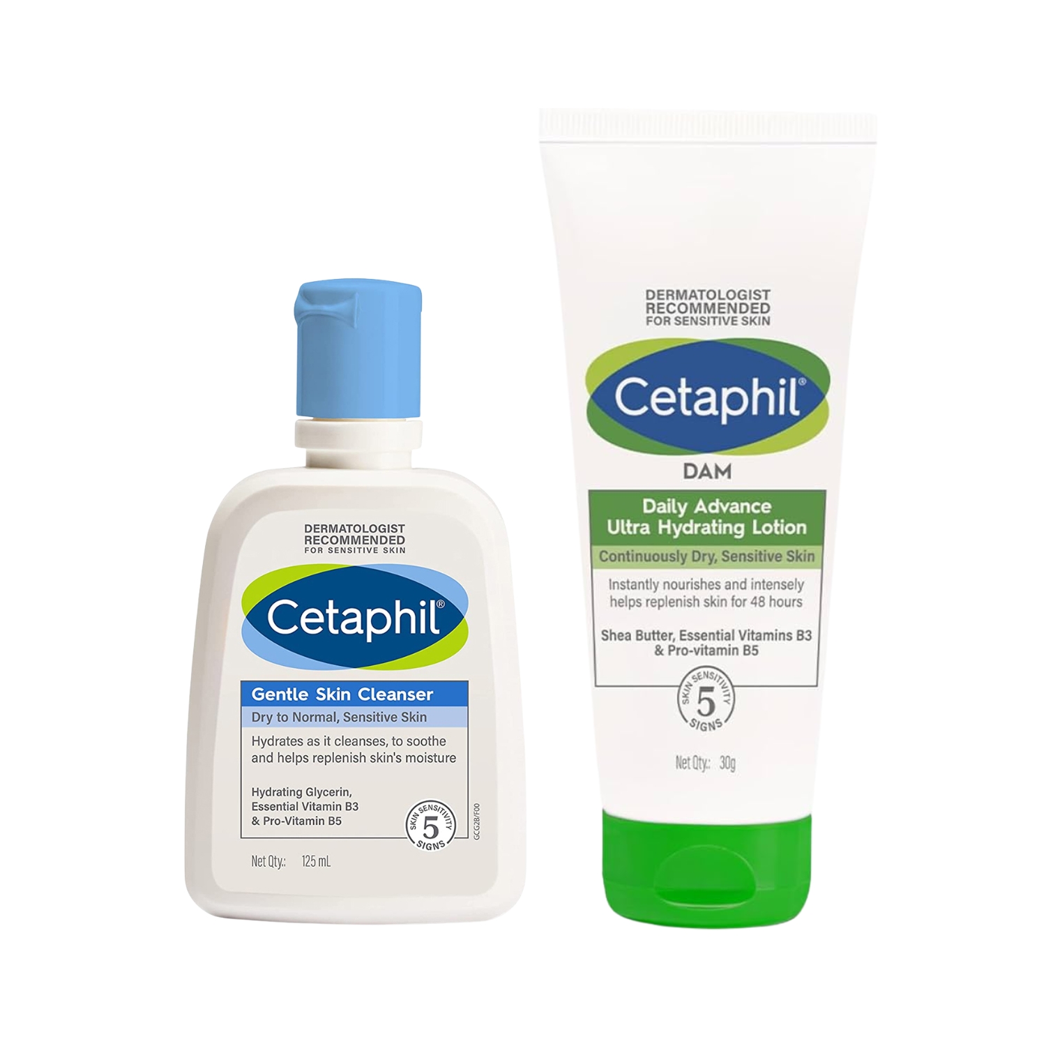 Cetaphil DAM Daily Advance Ultra Hydrating Lotion for Dry, Sensitive Skin 30g + Cetaphil Gentle Skin Cleanser for Dry to Normal Sensitive Skin 125 ml