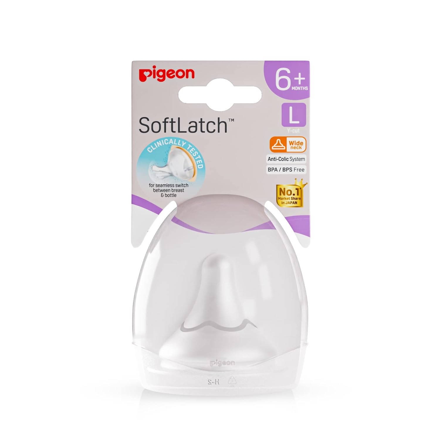 Pigeon Softlatch Peristaltic Plus Nipple 6M+ (Large)