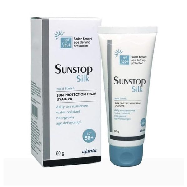 Sunstop Silk SPF 58+ Sunscreen Cream with Age Defense 60 gm Sunstop Silk SPF 58+ Sunscreen Cream with Age Defense 60 gm