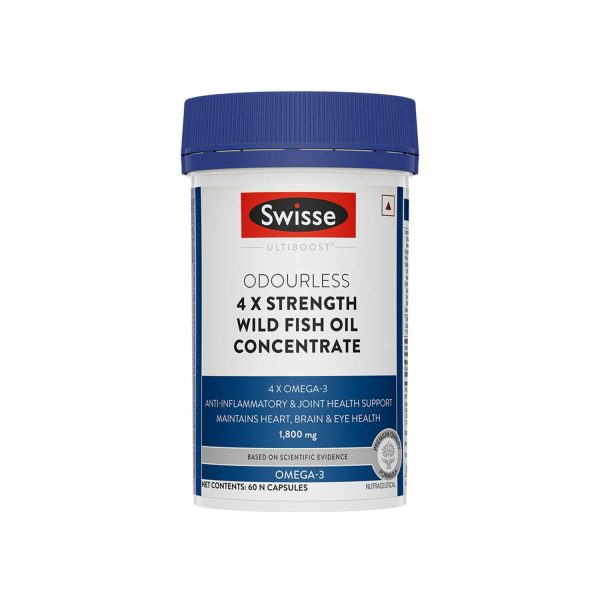 Swisse Odourless 4x Strength Wild Fish Oil Capsules 1800 mg (60 Capsules)