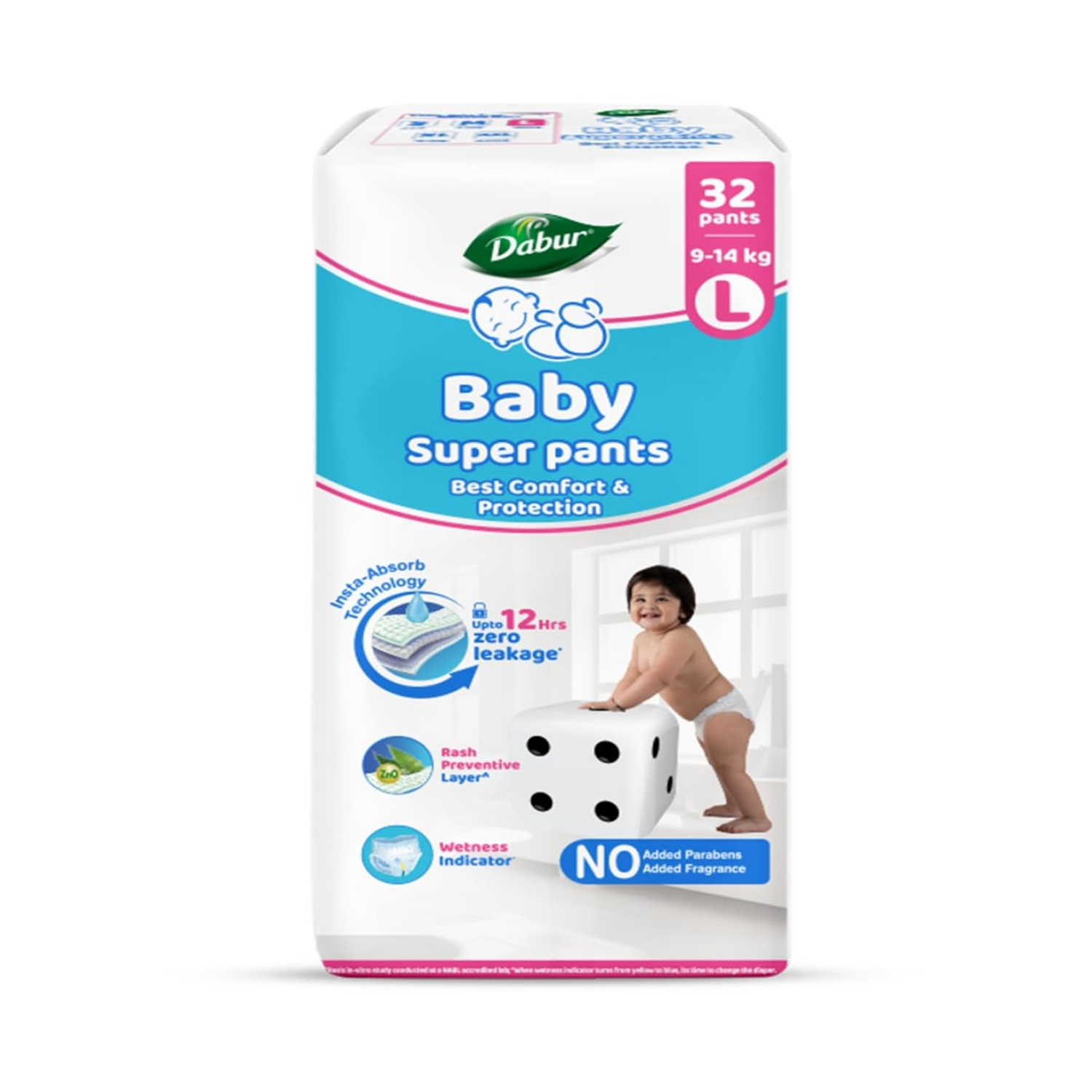 Dabur Baby Super Pants Diaper Large (9-14 Kg) - 32 Diapers