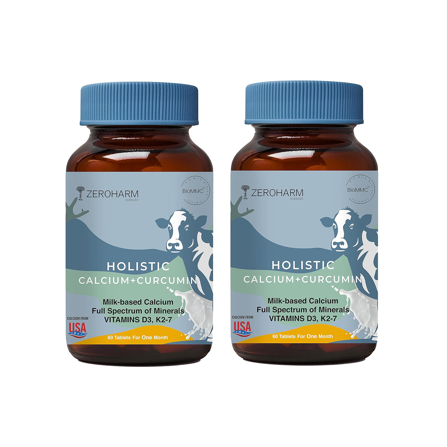 Zeroharm Sciences Holistic Calcium + Curcumin Tablet - 60 Nos (Pack of 2)