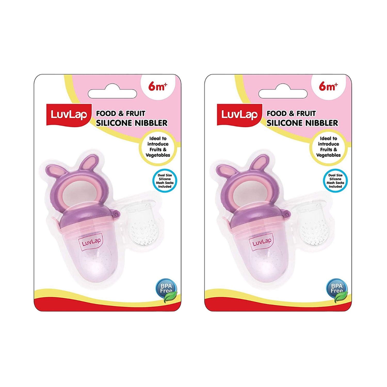 LuvLap Food And Fruit Silicone Nibbler – Bunny Rabbit (M.No 18603) (Pack of 2)