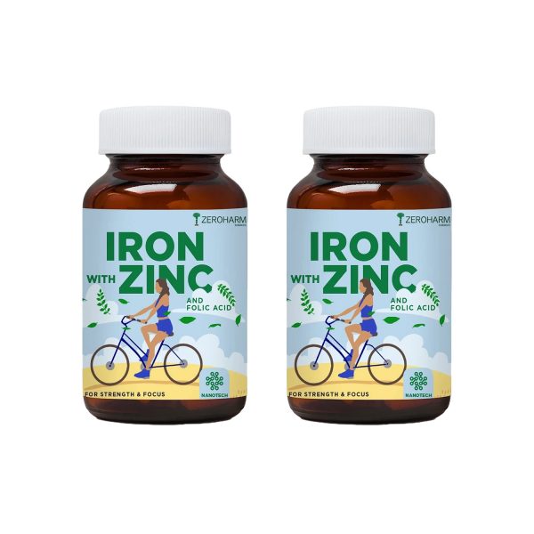 Zeroharm Science Iron with Zinc and Folic Acid - 60 Tablets (Pack of 2) Zeroharm Science Iron with Zinc and Folic Acid - 60 Tablets (Pack of 2)