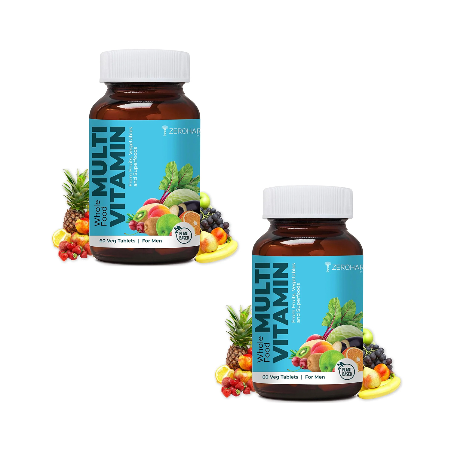 Zeroharm Sciences Whole Food Multivitamin Tablet for Men - 60 Tablets (Pack of 2)