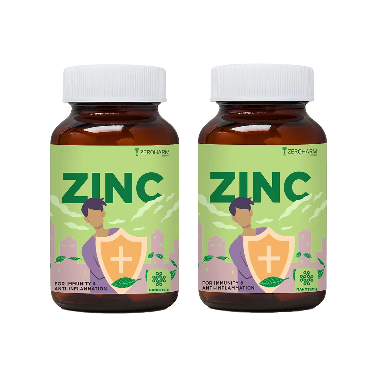 Zeroharm Sciences Zinc Supplement - 60 Tablets (Pack of 2)