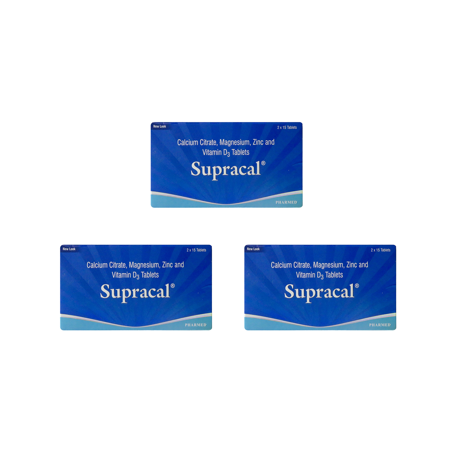 Supracal Calcium Tablets for Bone Health (1X 15 Tablets) Pack of 3